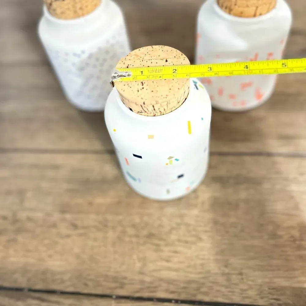 THE GRANITE Set 3  small container  jar  with topped cork PORCELAIN  MADE IN USA
